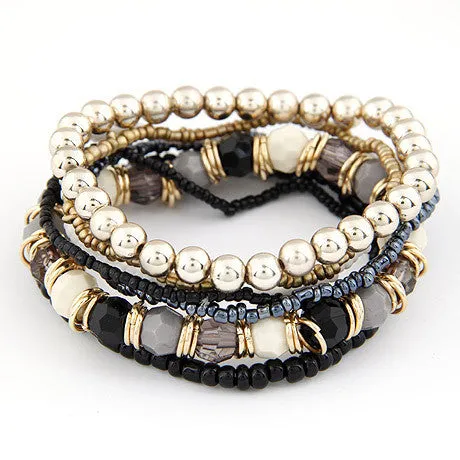 Spring Korean Designer Fashion Bohemia Beads Bracelet Beaded Multilayer Strand Stretch Bracelets Bangles For women Girl