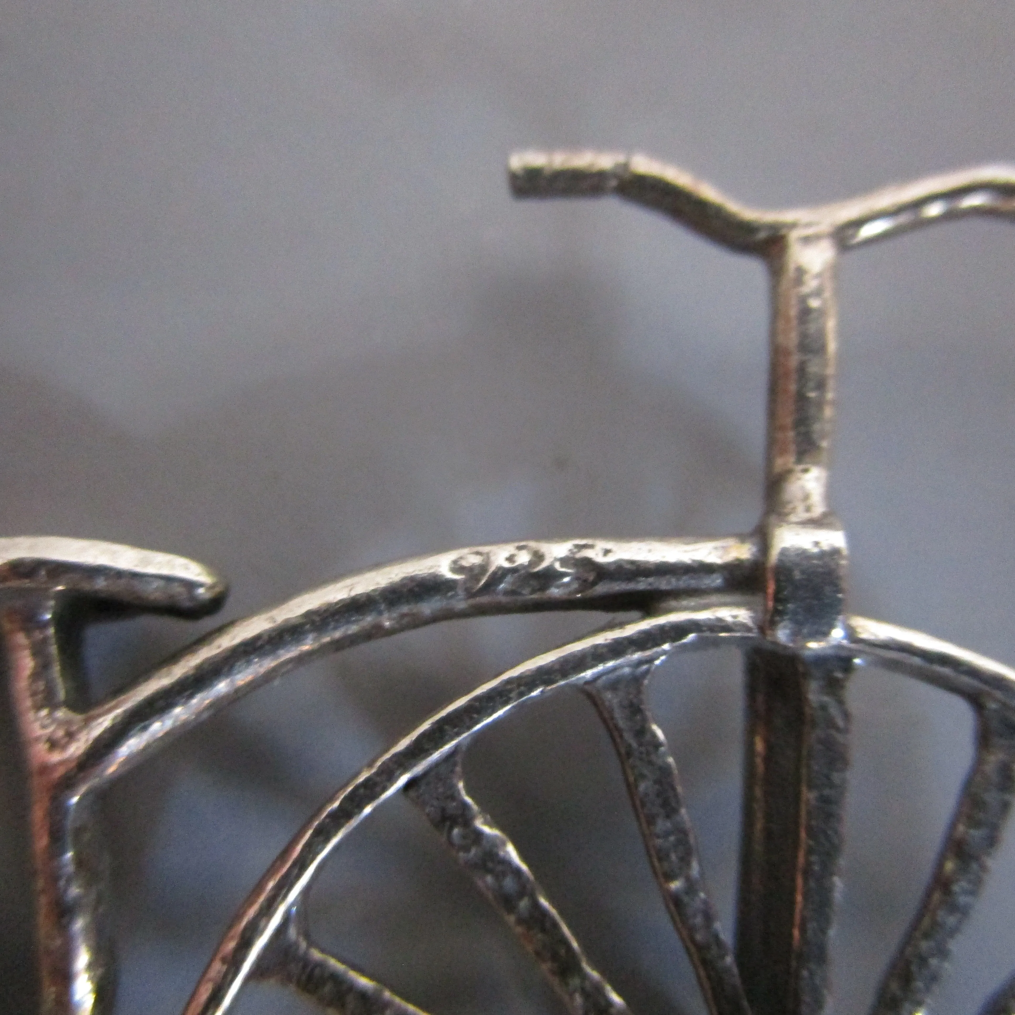 Sterling Silver Penny Farthing Bike Brooch Pin Vintage c1980