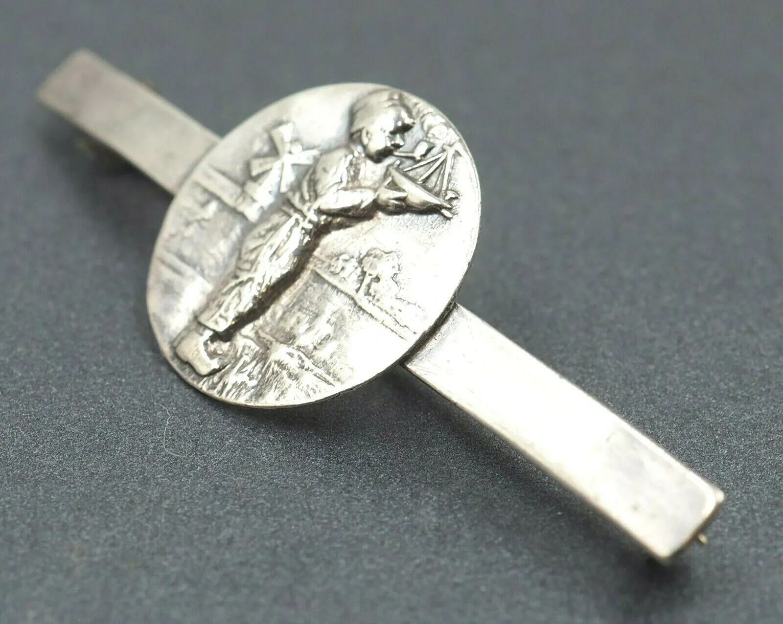 Sterling Silver "Boy with a Boat" Vintage Brooch