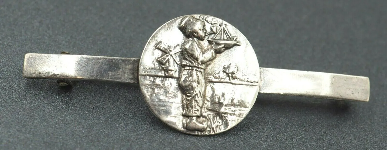 Sterling Silver "Boy with a Boat" Vintage Brooch