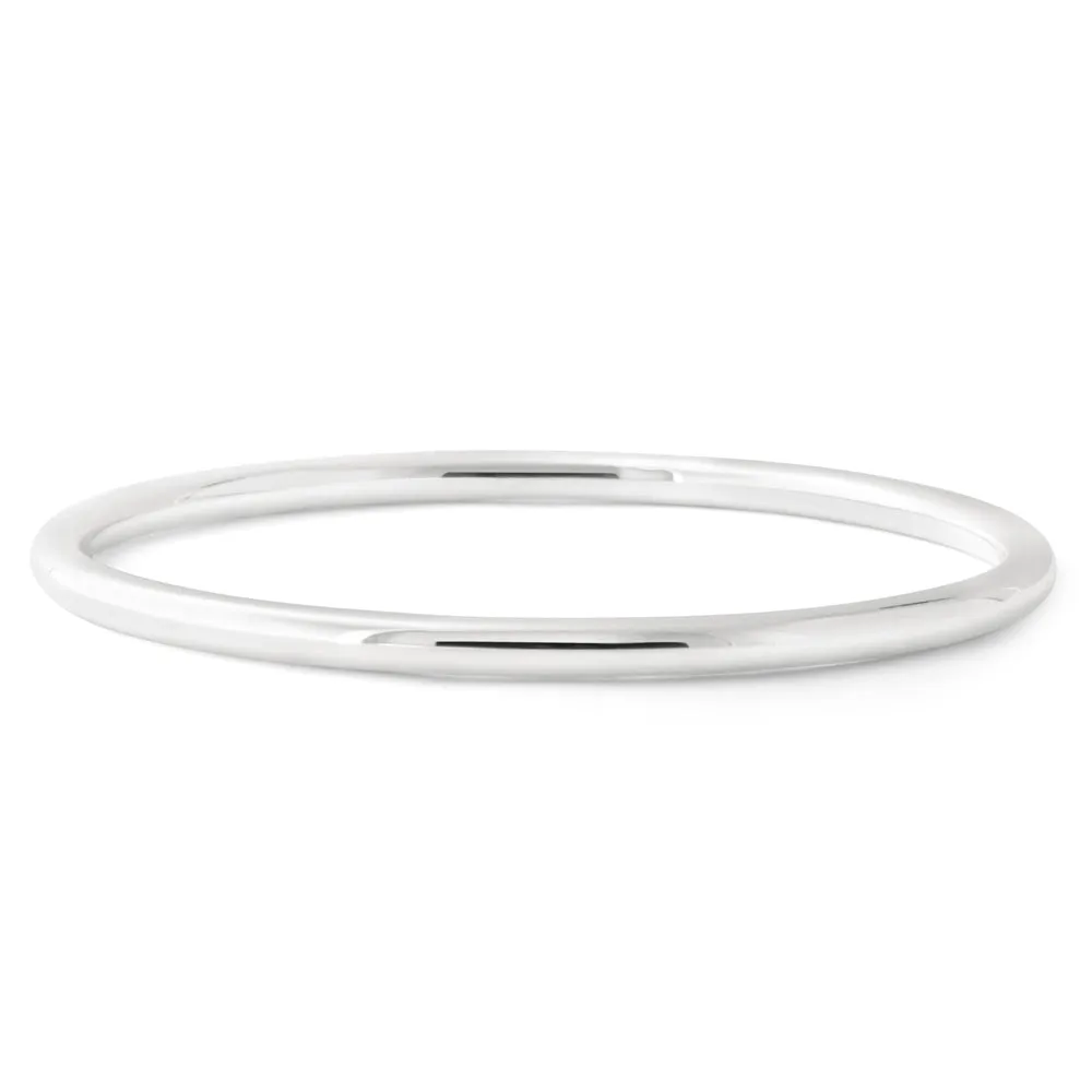 Sterling Silver Solid 4mm x 65mm Round Golf Bangle