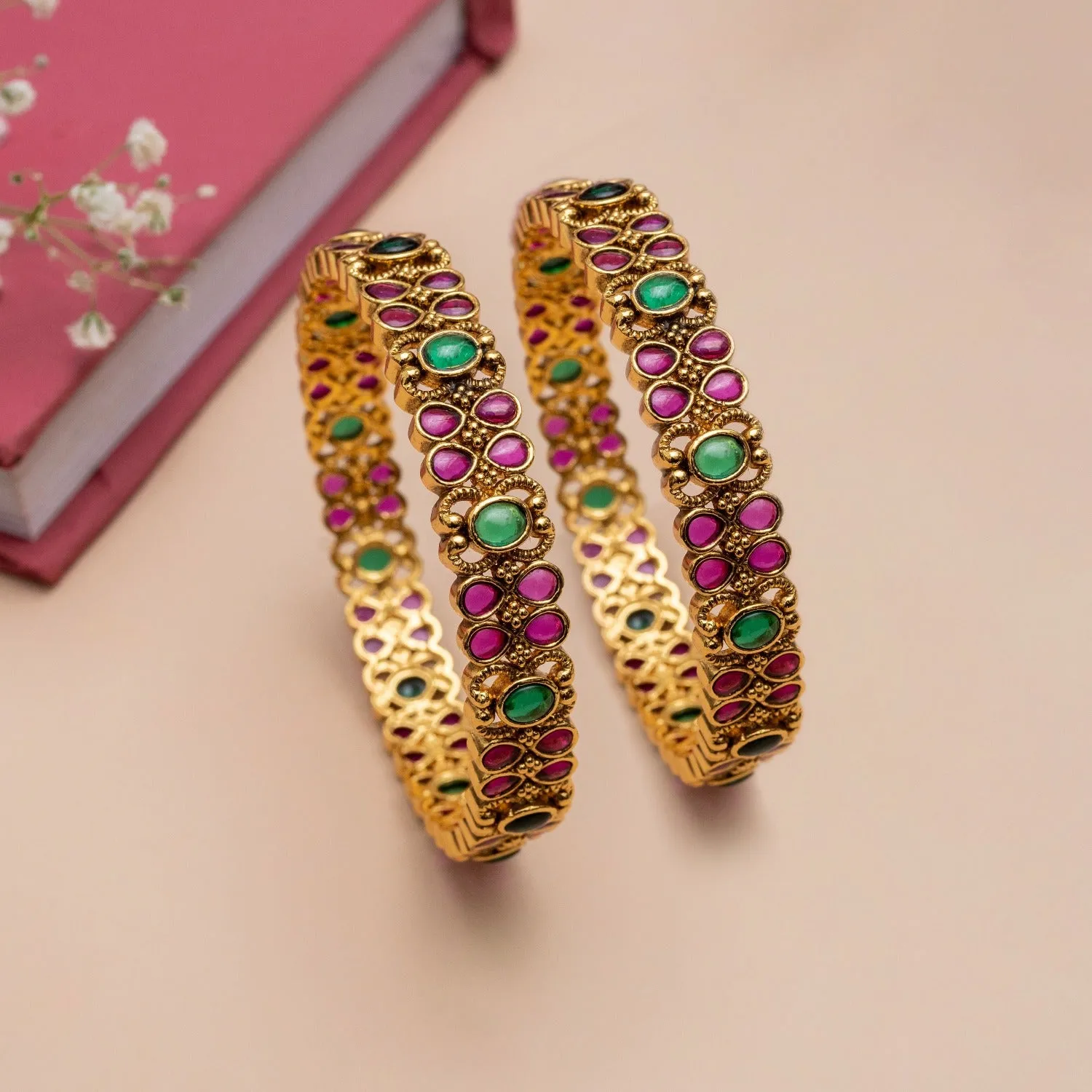 Sudha Antique Multi Stone Bangles