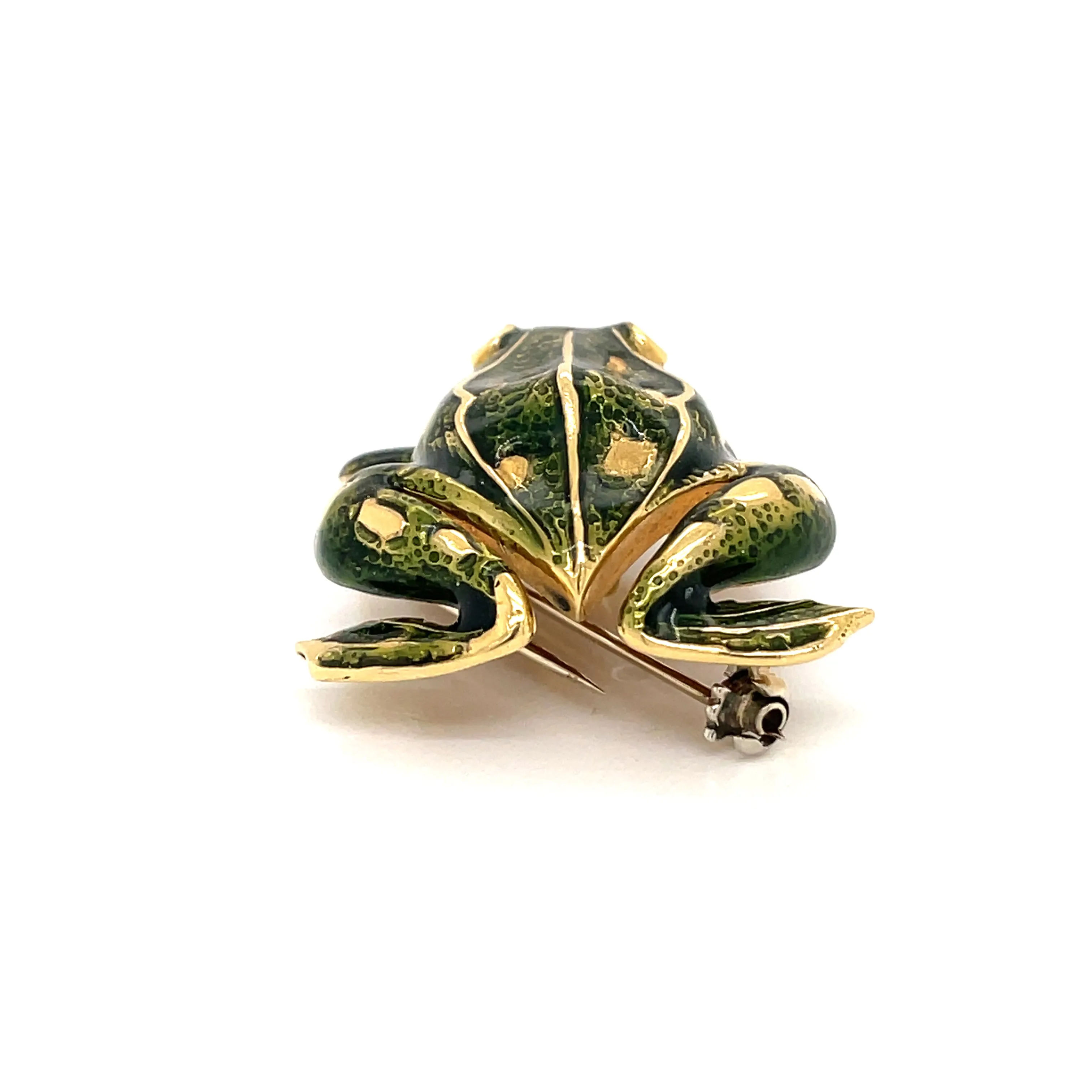 Tiffany & Co. Enamel and Diamond Frog Pendant/Brooch, 18 Karat Gold