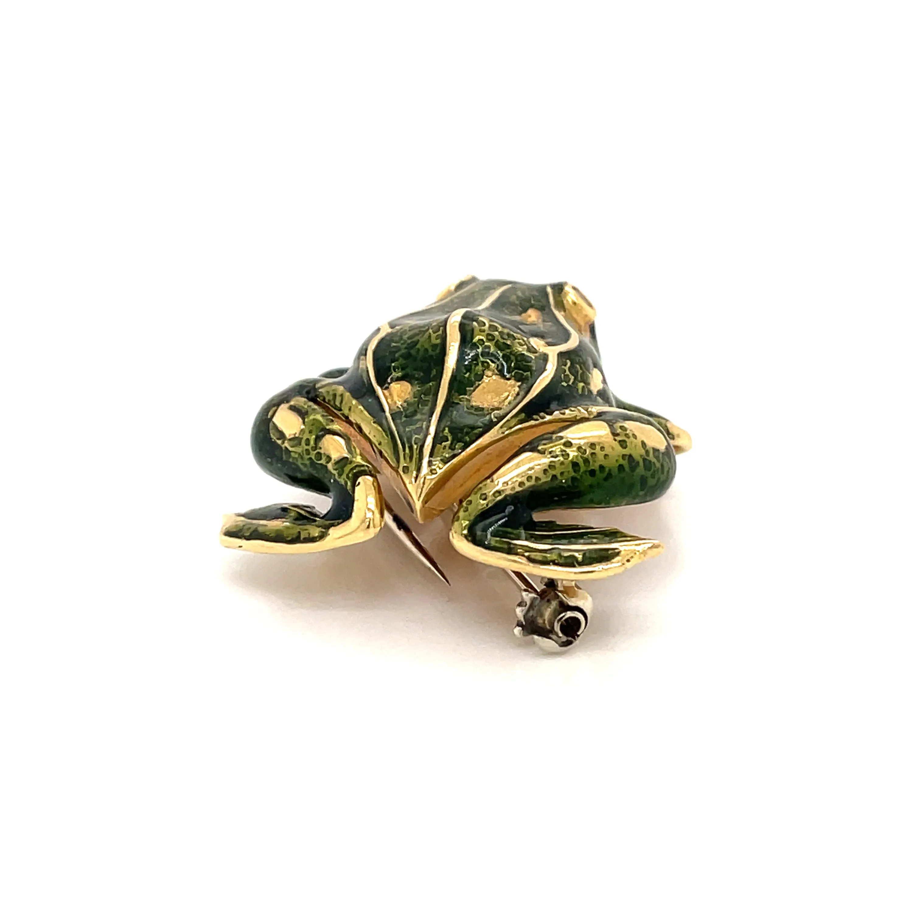 Tiffany & Co. Enamel and Diamond Frog Pendant/Brooch, 18 Karat Gold