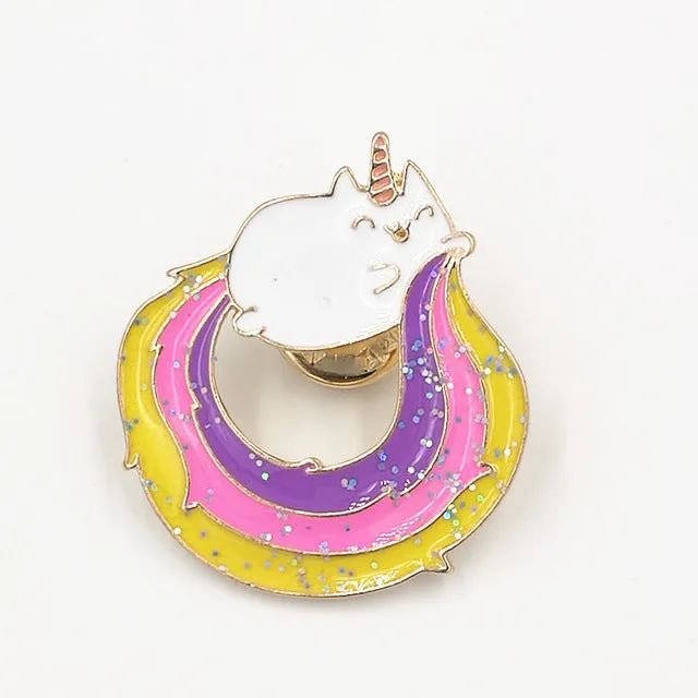 Timlee X158 Free shipping Cute Rainbow Animal Kitty Cat Brooch Pins,Chic Fashion Jewelry Wholesale