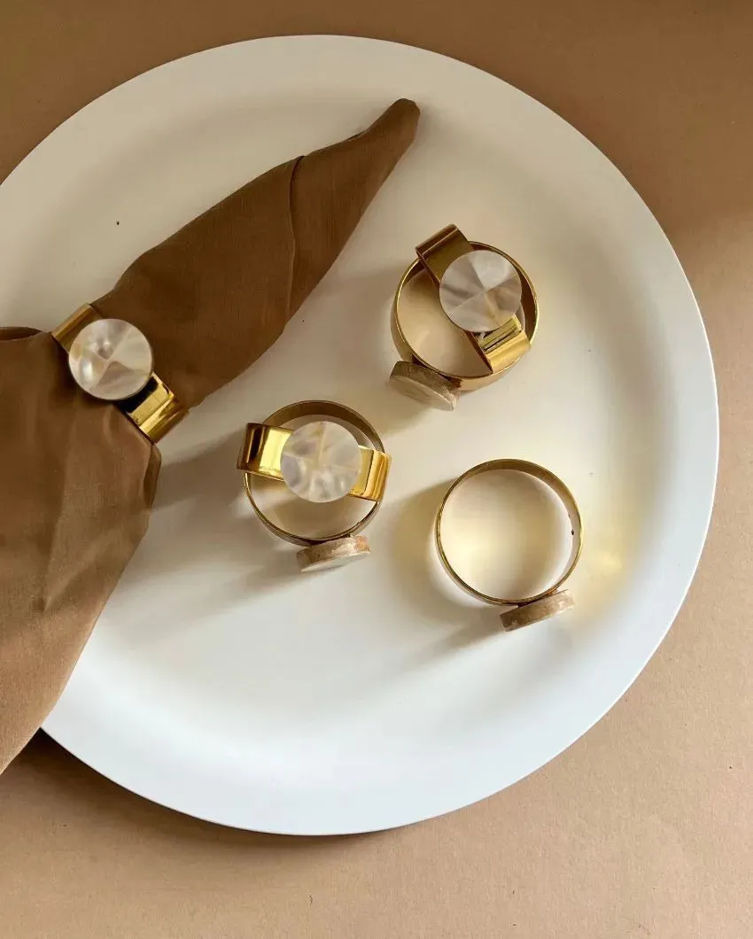 Traditional Design Round Mother Of Pearl Napkin Rings | Set Of 6