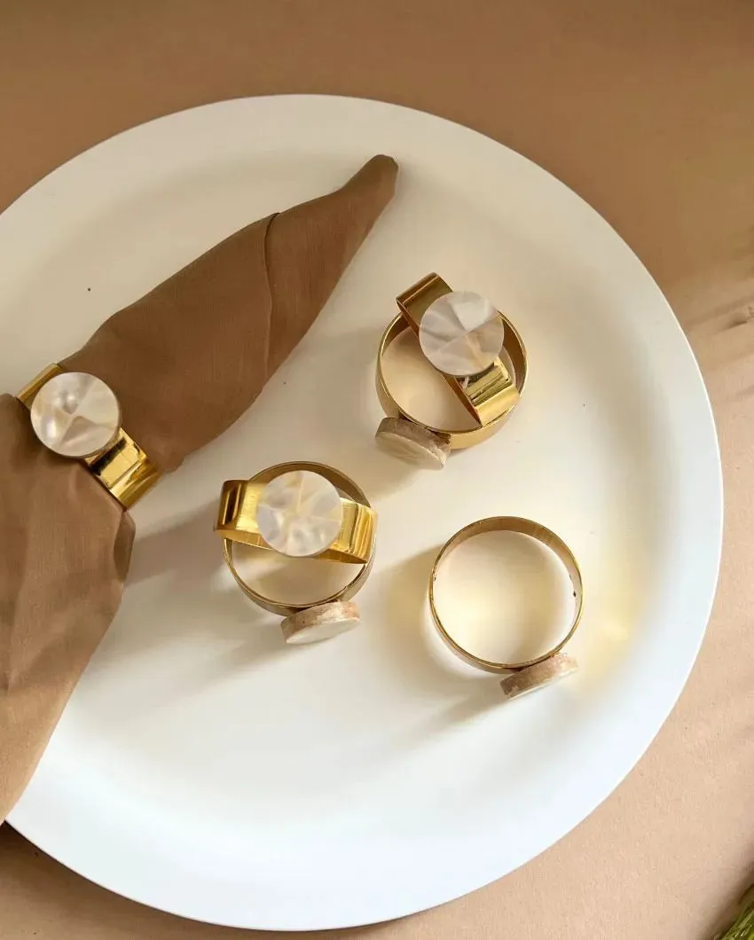 Traditional Design Round Mother Of Pearl Napkin Rings | Set Of 6