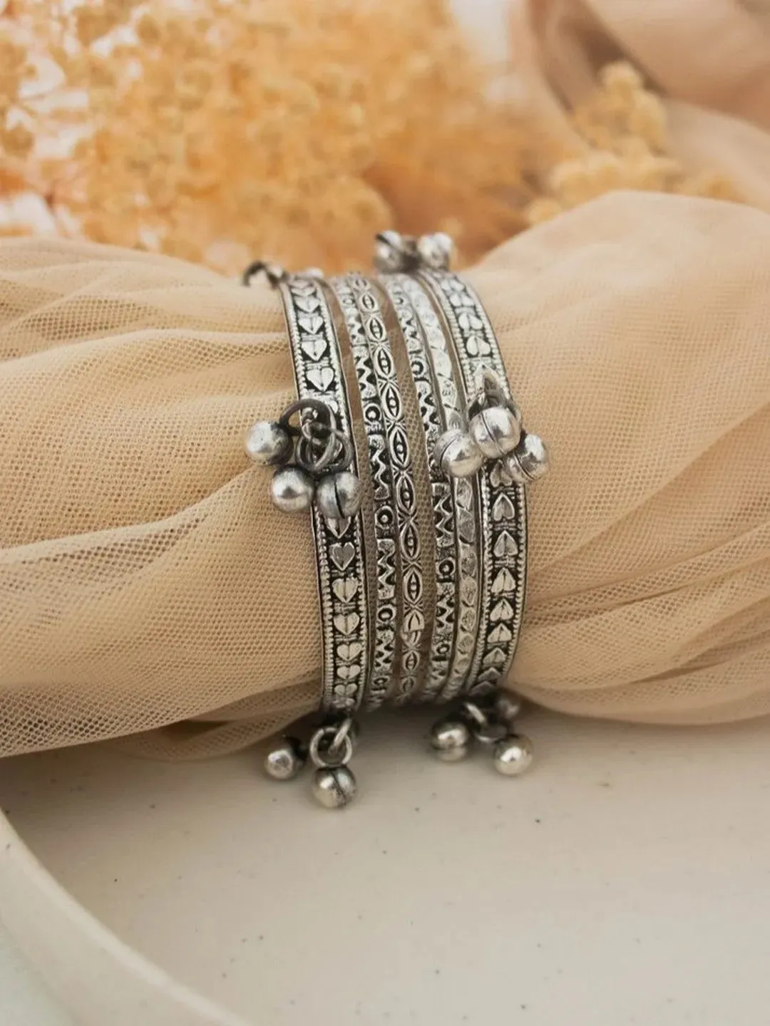 Traditional Oxidised Black Silver Bangles