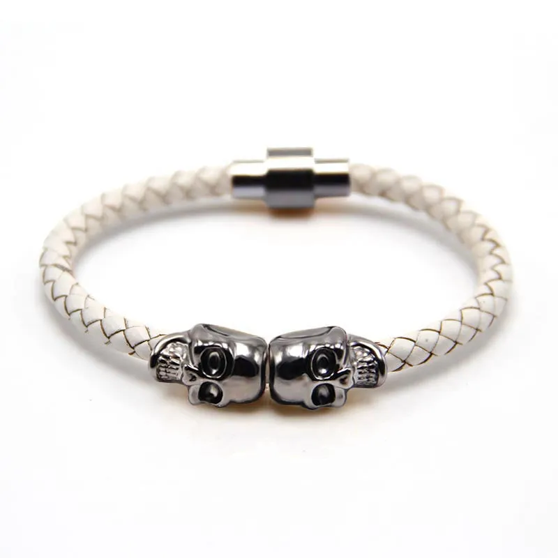 Trendy fashion leather bracelet Punk skull bracelet man leather bracelet