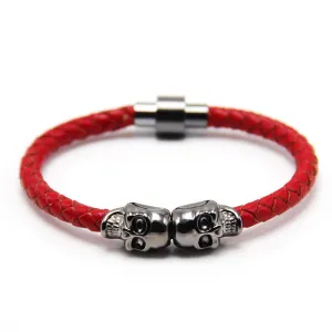 Trendy fashion leather bracelet Punk skull bracelet man leather bracelet