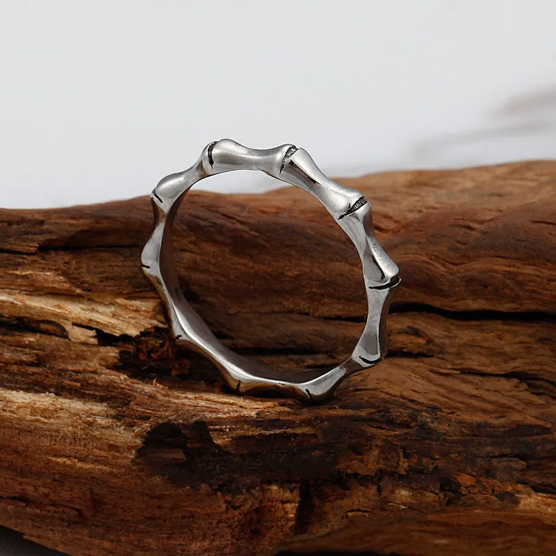 Trendy Titanium Steel Bamboo Rings for Men and Women - European and American Style