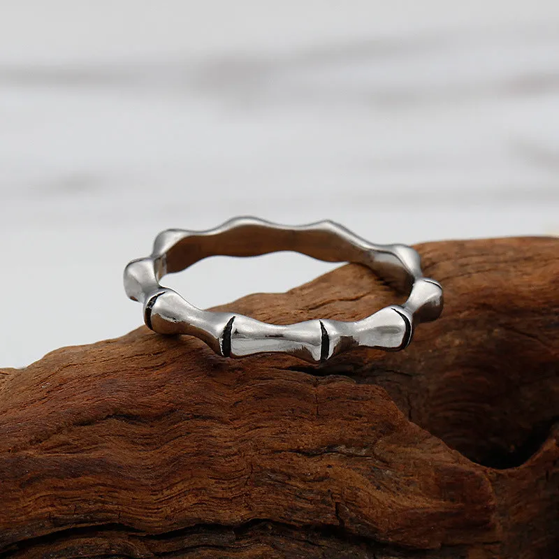 Trendy Titanium Steel Bamboo Rings for Men and Women - European and American Style