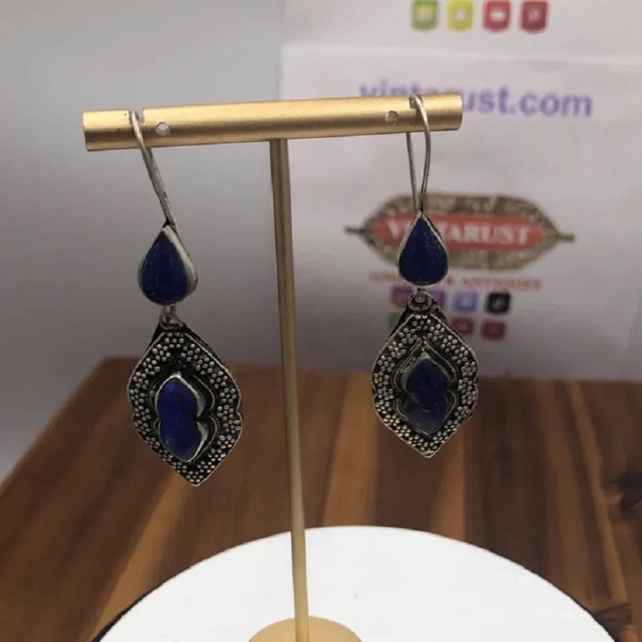 Tribal Handmade Glass Stone Earrings