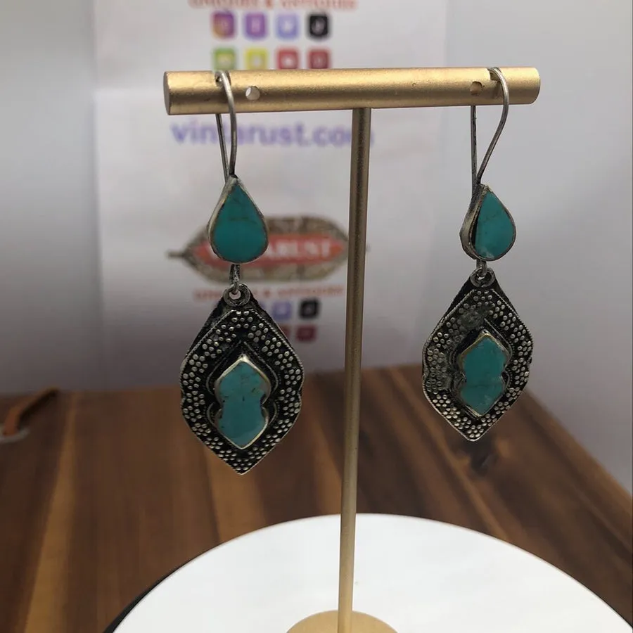 Tribal Handmade Glass Stone Earrings