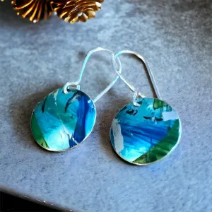 Turquoise / lime disk earrings