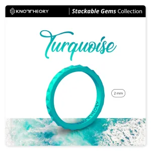 Turquoise Pyramid Silicone Ring - Stackable Thin Band