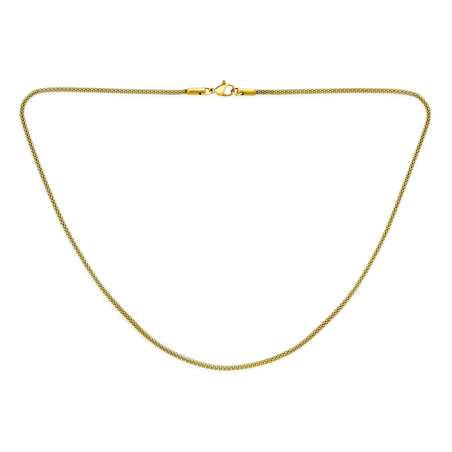 Unisex Bali Caviar Silver 14K Gold Popcorn Chain Necklace - 18 20 24 Inch