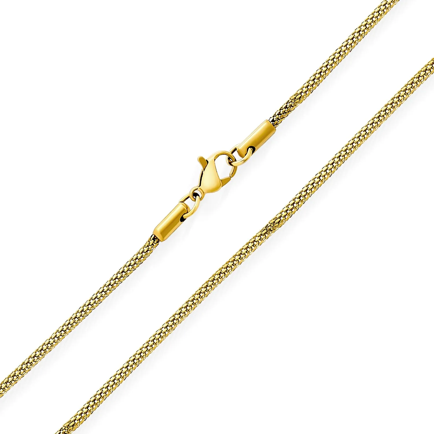 Unisex Bali Caviar Silver 14K Gold Popcorn Chain Necklace - 18 20 24 Inch