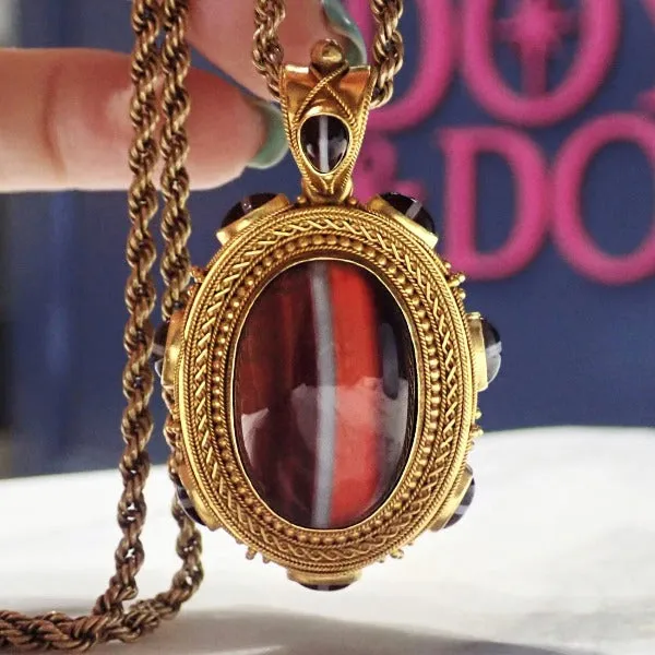 Victorian Banded Agate Pendant Locket