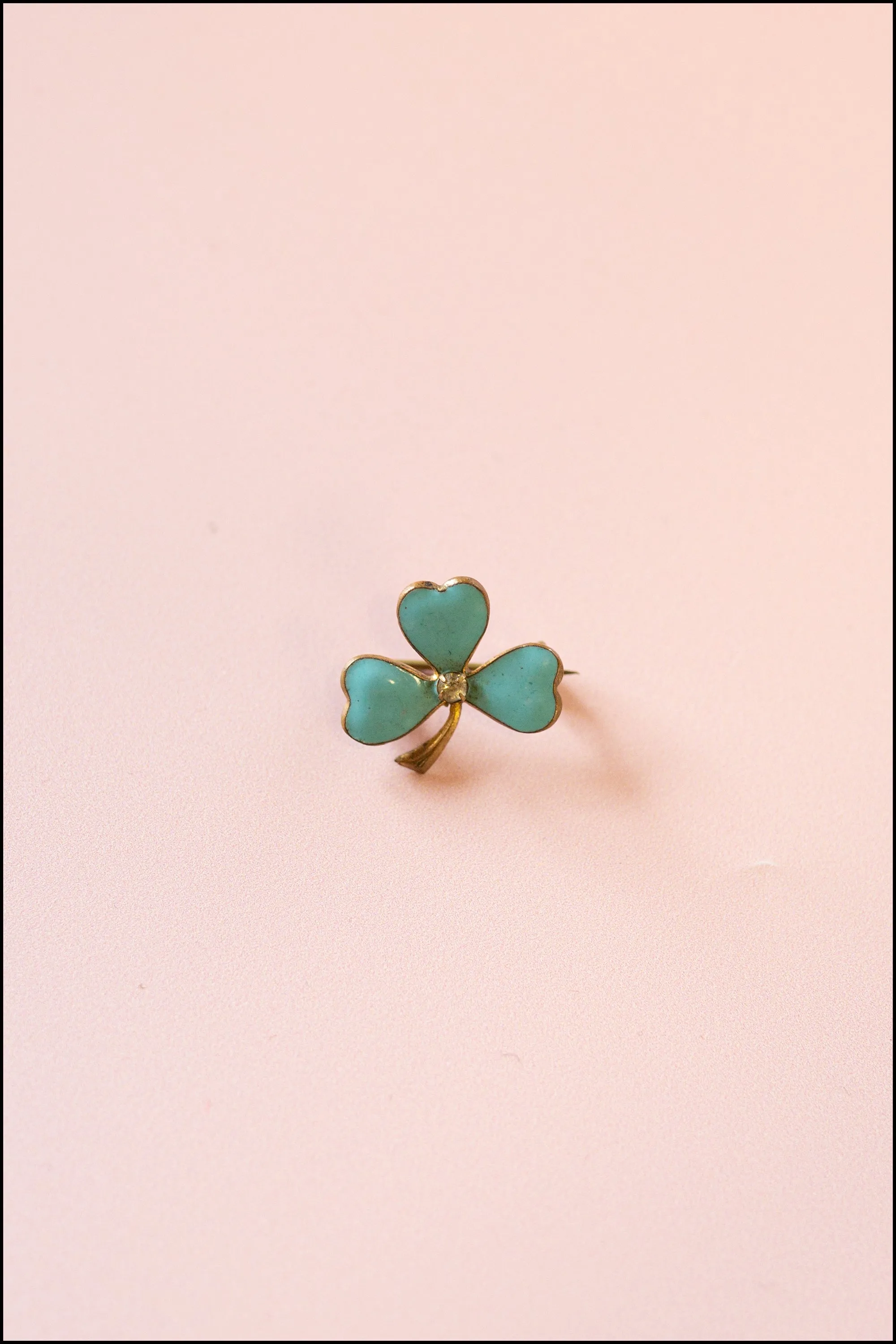 Vintage 1930s Blue Enamelled Clover Pin