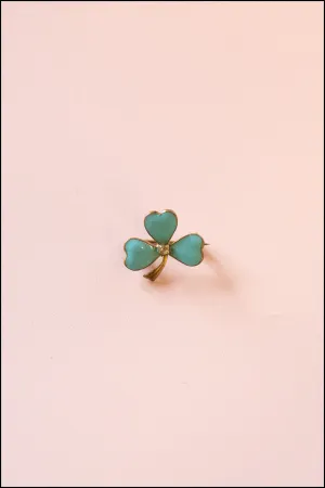 Vintage 1930s Blue Enamelled Clover Pin