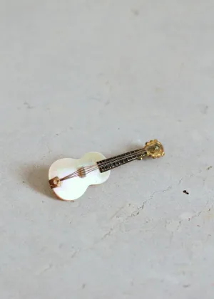 Vintage 1950s Mother of Pearl Guitar Brooch