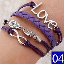 Vintage Bird Owls Anchor Wrap Leather Charm bracelets for women