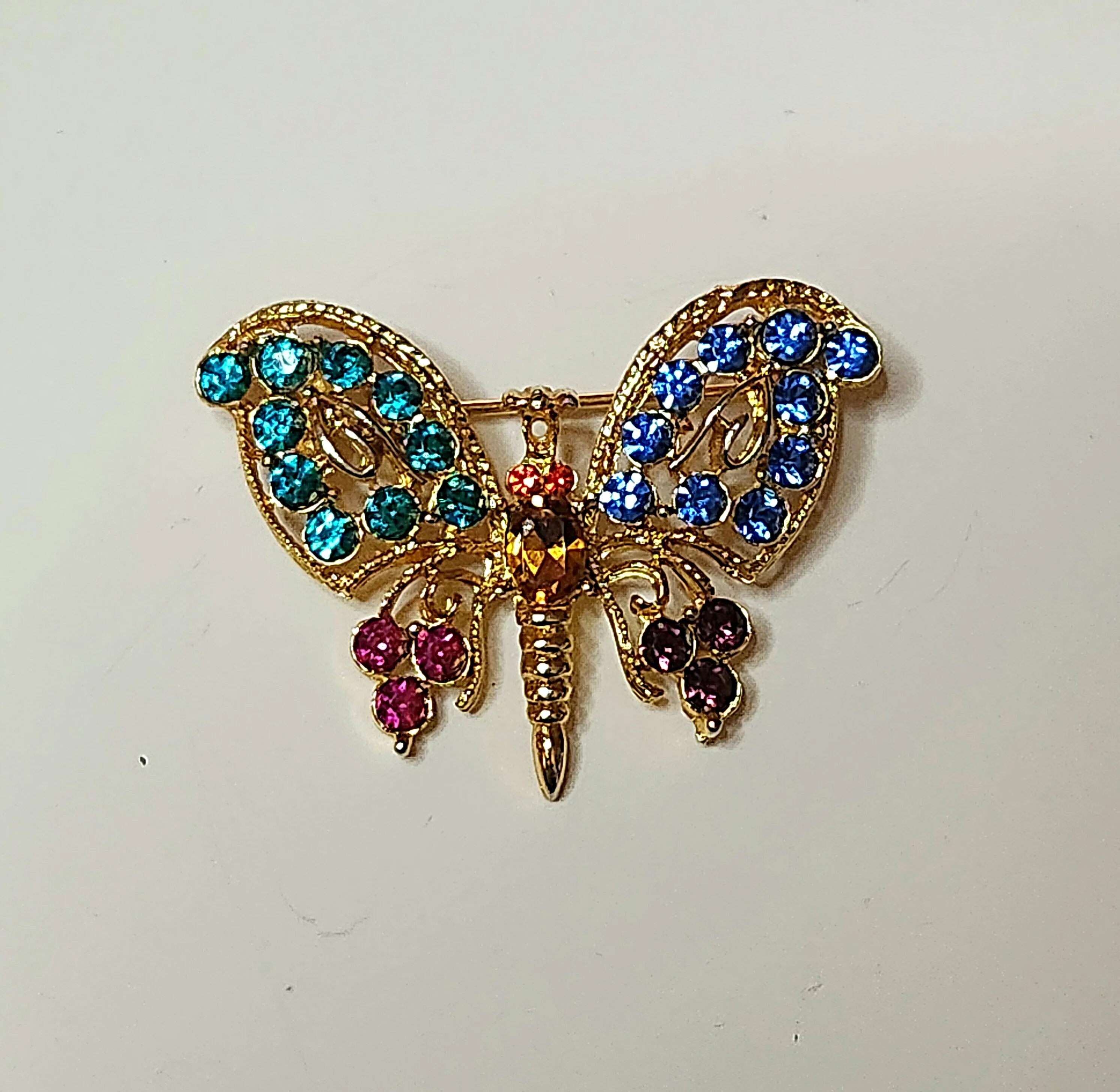 Vintage Butterfly Rainbow Brooch