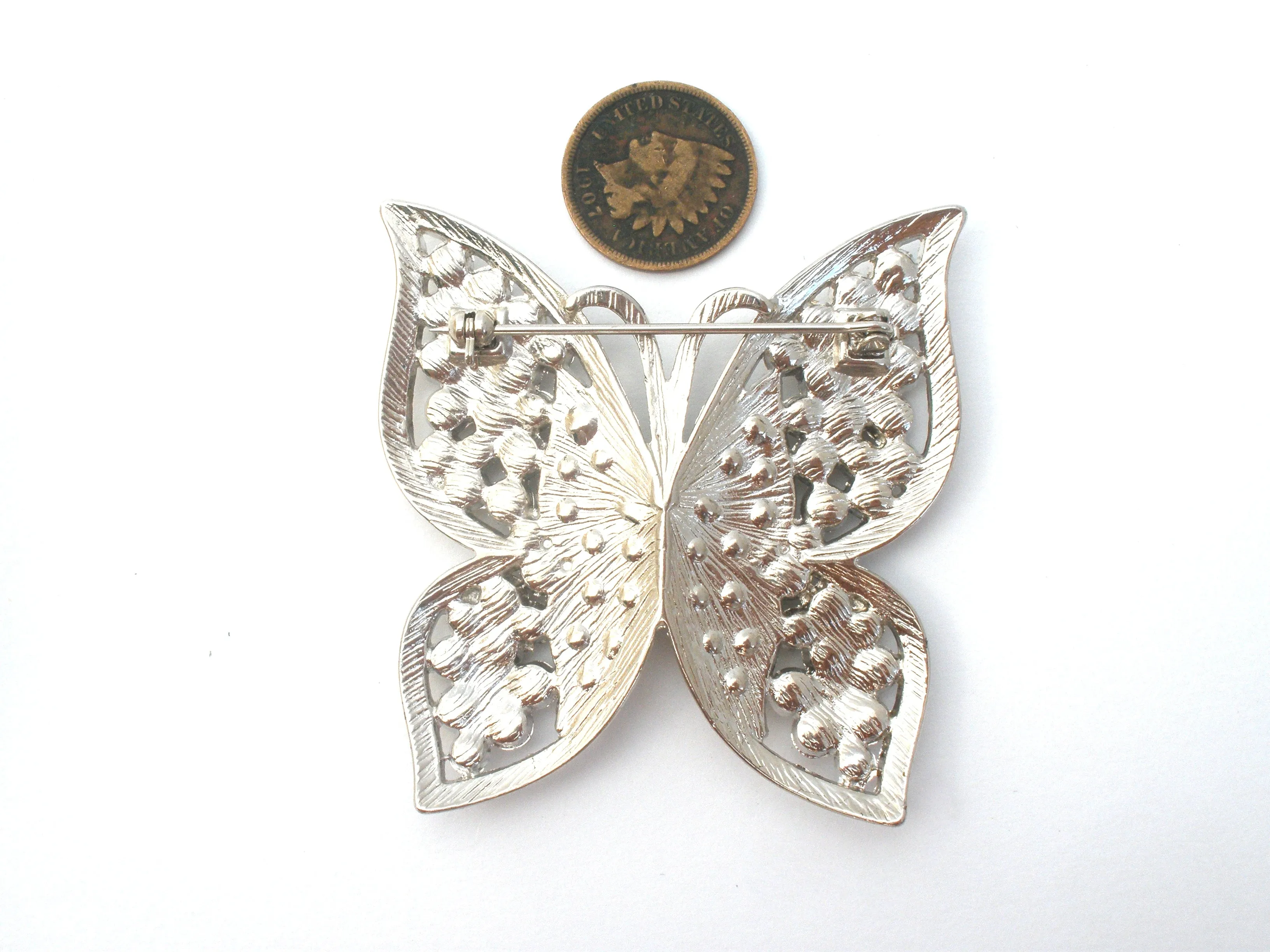 Vintage Butterfly Rhinestone Brooch Pin