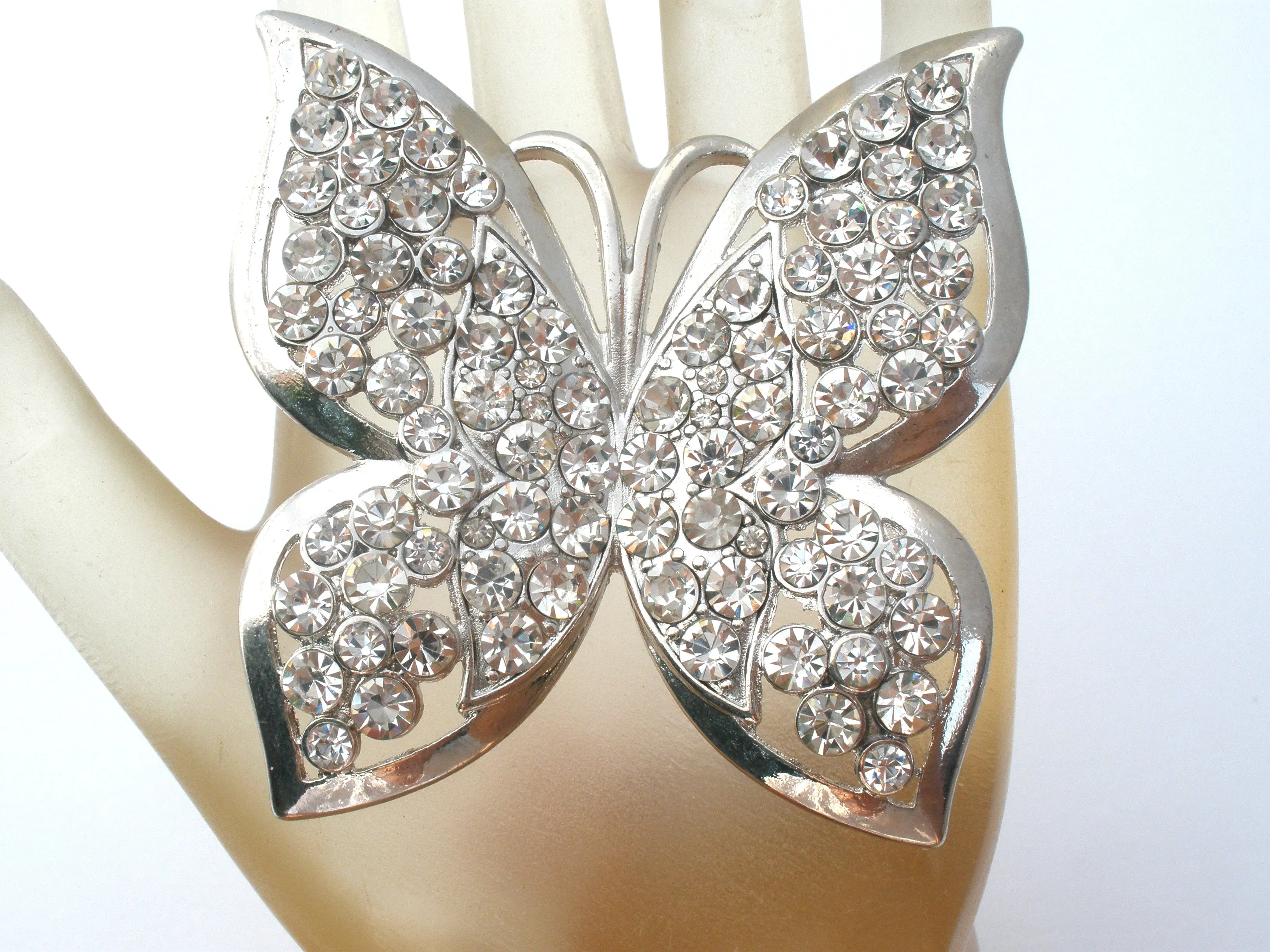 Vintage Butterfly Rhinestone Brooch Pin