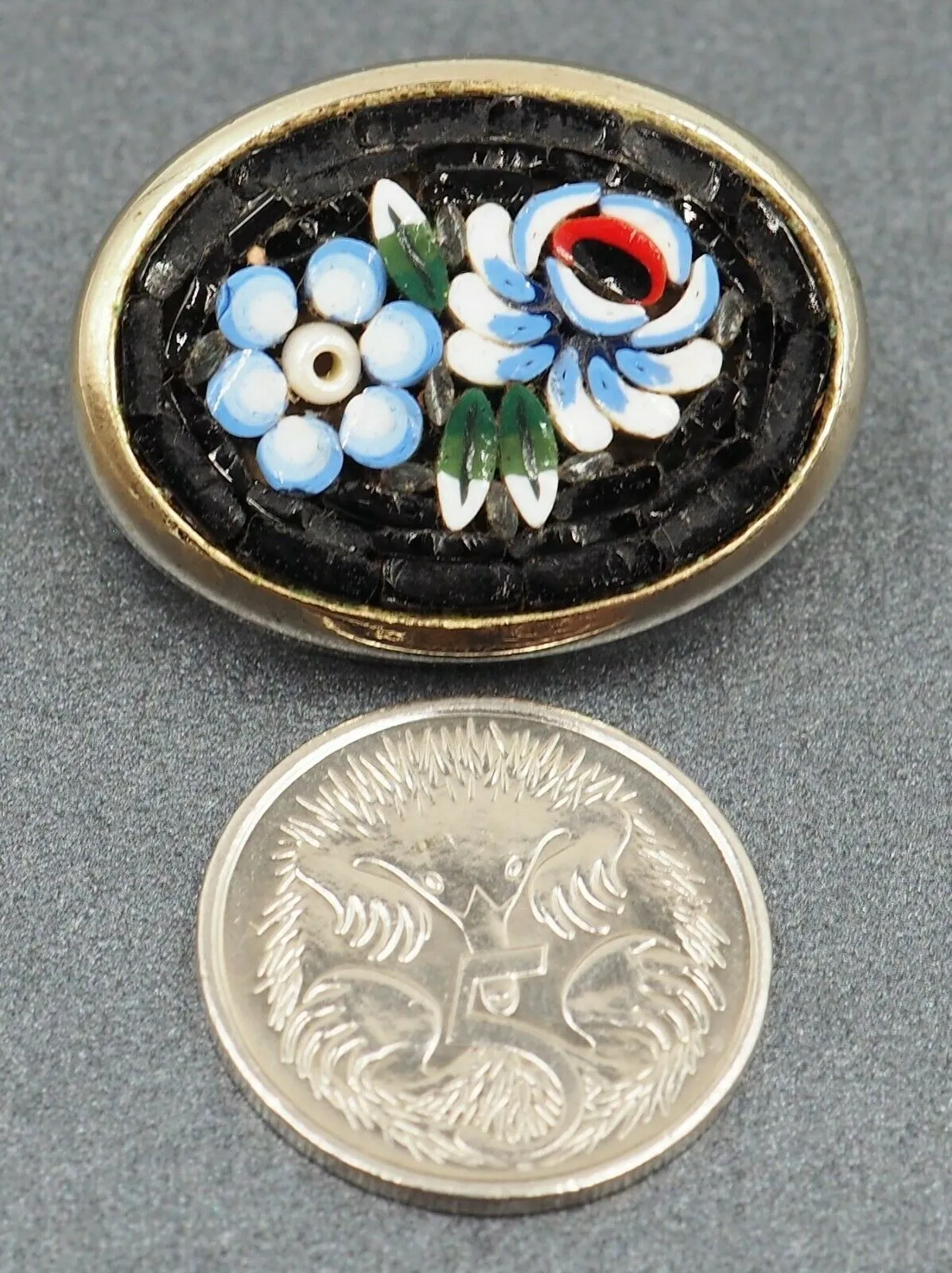 Vintage Micro Mosaic Floral Brooch