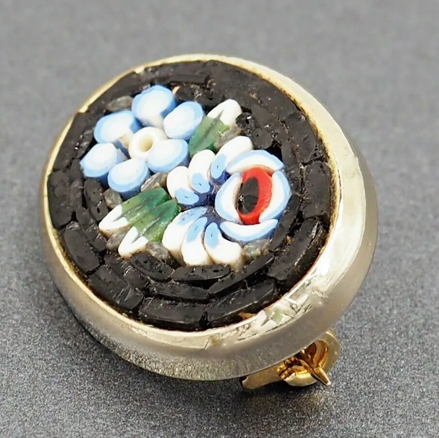 Vintage Micro Mosaic Floral Brooch