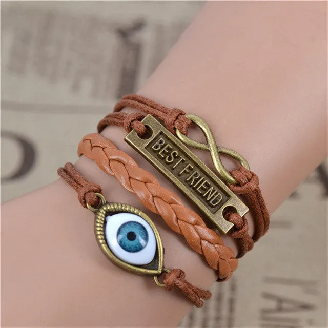 Vintage Owl Wings Infinity Bracelet