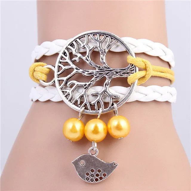 Vintage Owl Wings Infinity Bracelet