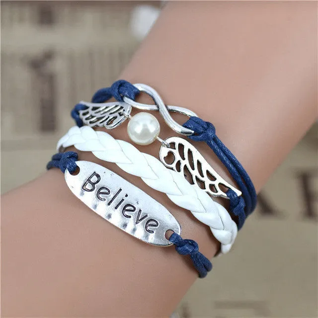 Vintage Owl Wings Infinity Bracelet