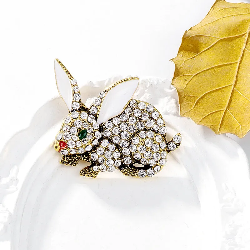 Vintage Rabbit Rhinestone Brooches