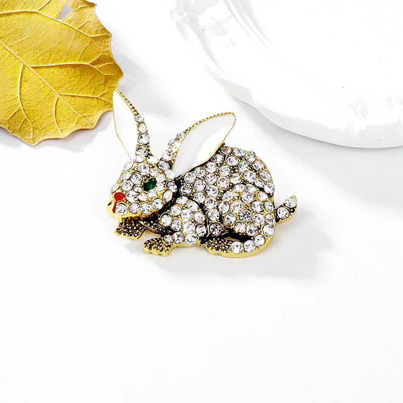 Vintage Rabbit Rhinestone Brooches