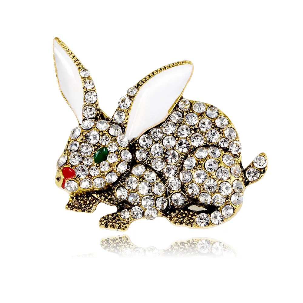 Vintage Rabbit Rhinestone Brooches