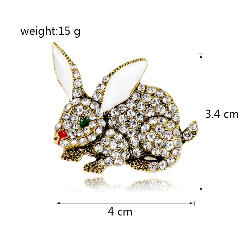 Vintage Rabbit Rhinestone Brooches