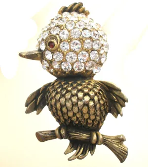 Vintage Rhinestone Bird Brooch Pin Capri