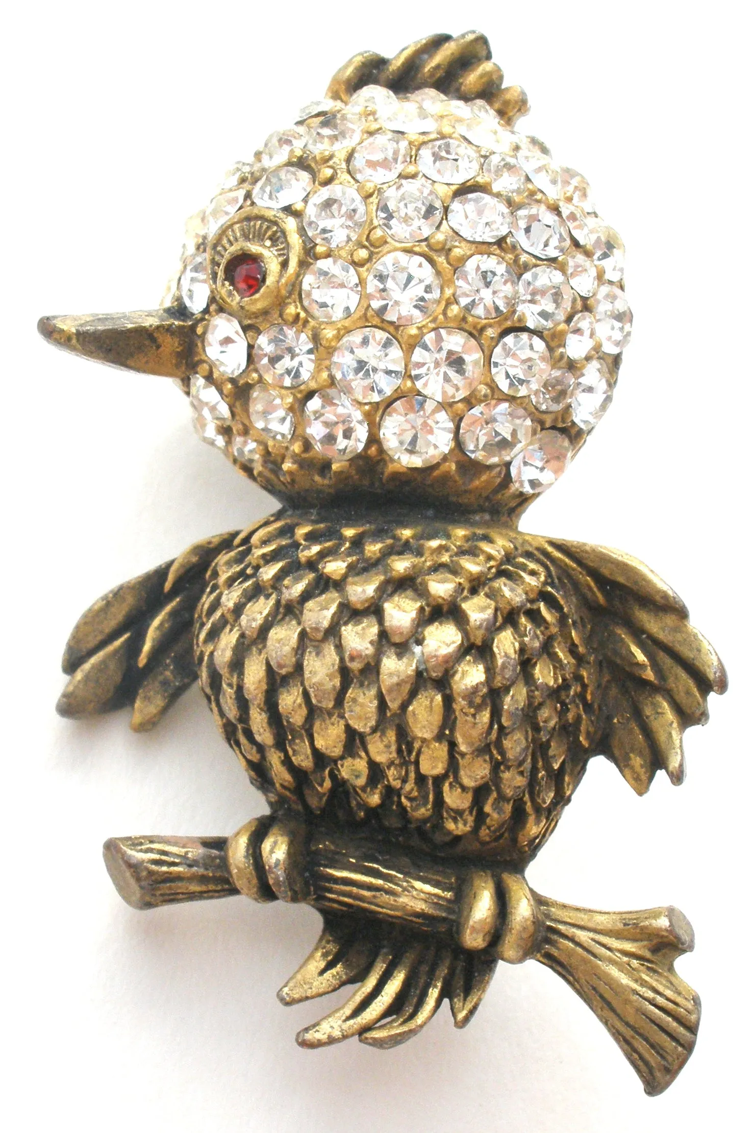 Vintage Rhinestone Bird Brooch Pin Capri