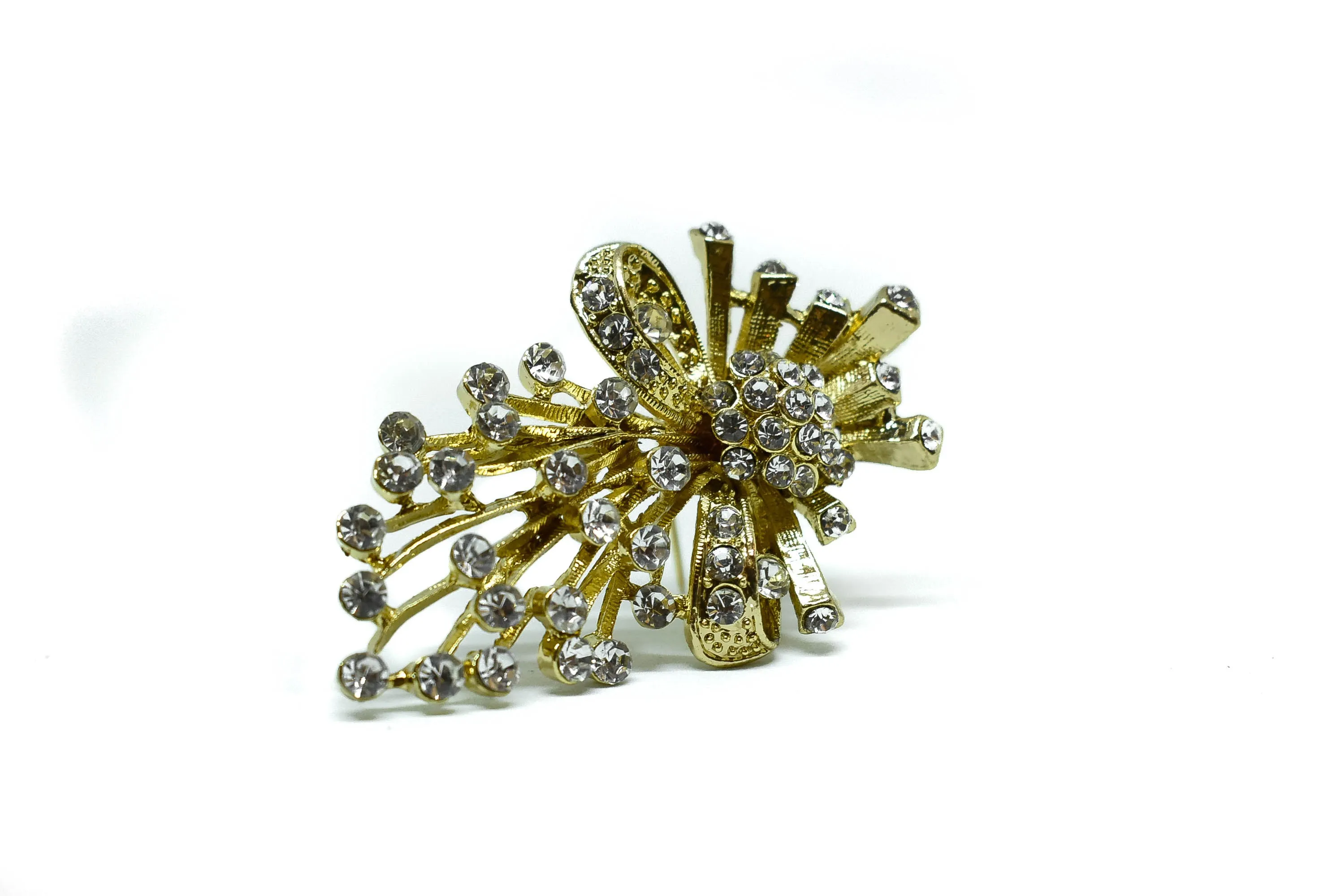 Vintage Style Rhinestone Crystal Brooch 2.75" x 1.75"