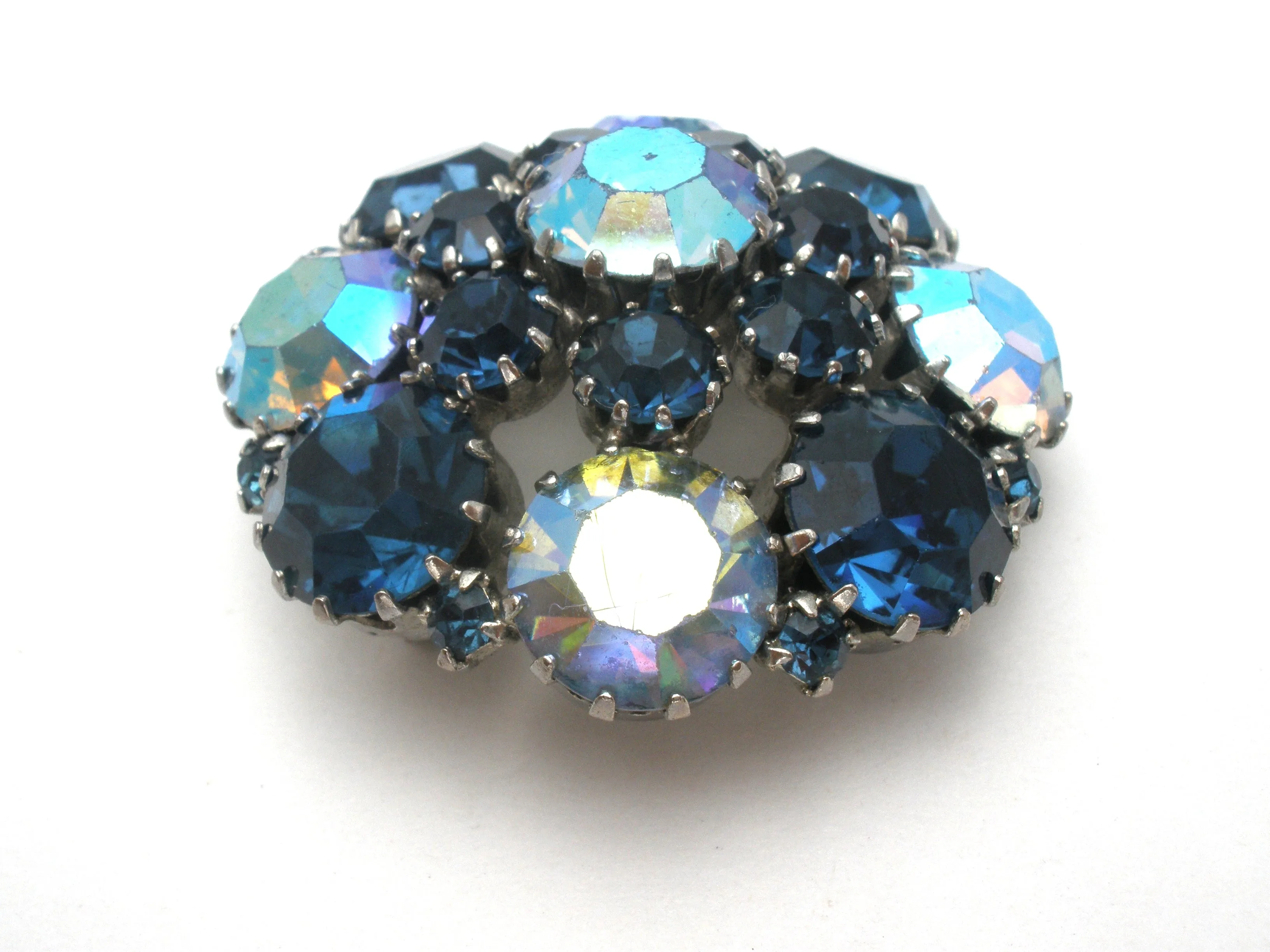 Weiss Blue Rhinestone Brooch Pin Vintage