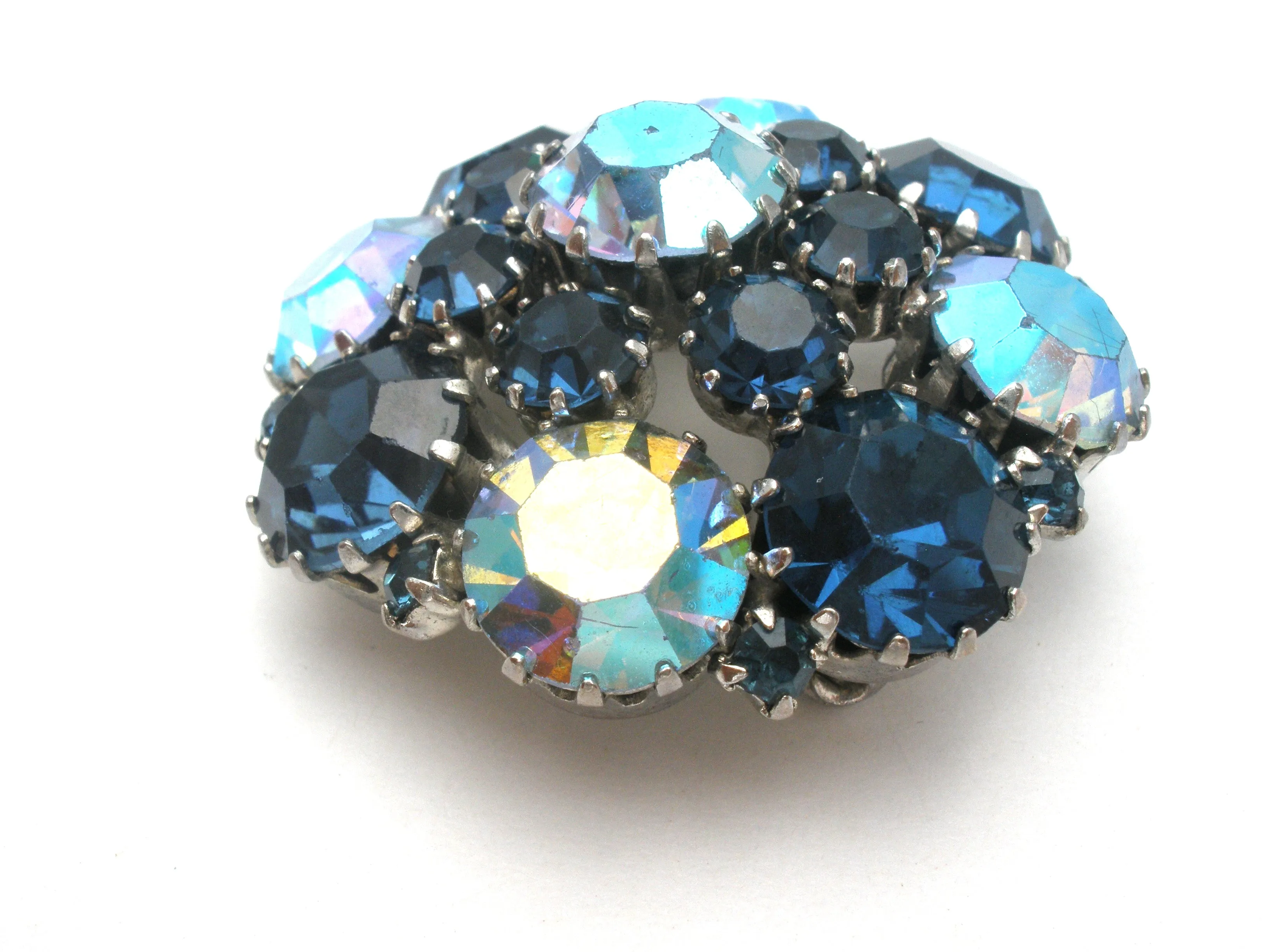 Weiss Blue Rhinestone Brooch Pin Vintage