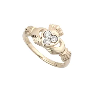 Yellow Gold Diamond Claddagh Ring