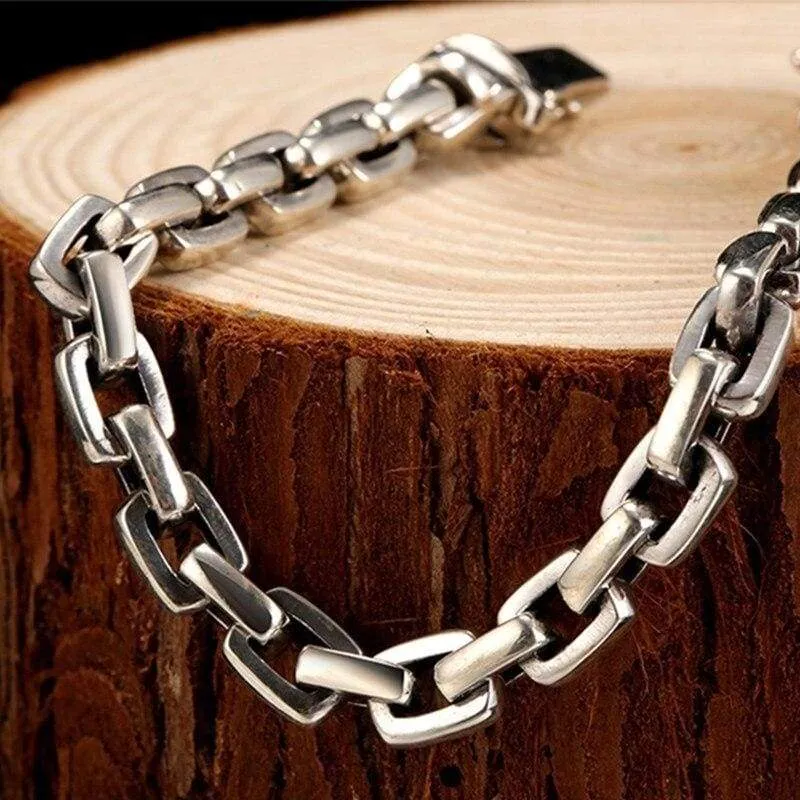 ZABRA Genuine 925 Sterling Silver Bracelet Man 7mm Thickness Customize Length Punk Rock Vintage Cross Bracelet Mans Jewelry